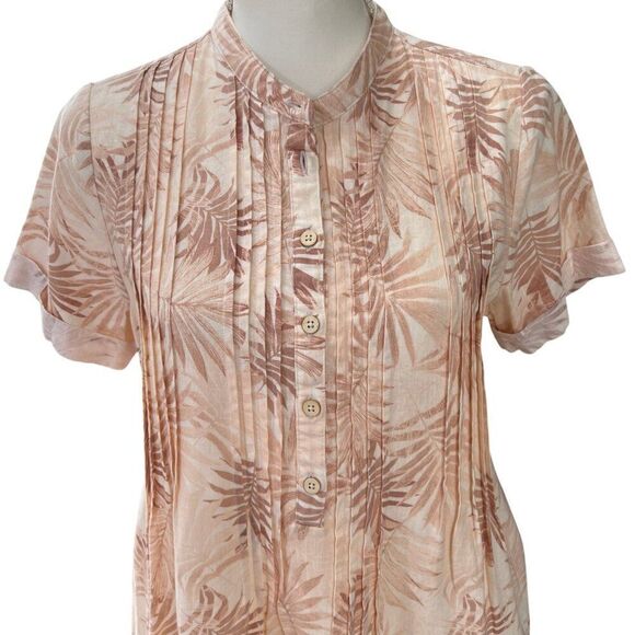 Faherty Gemina Peach Palm Print Dress Linen Blend Size Small - Picture 4 of 11